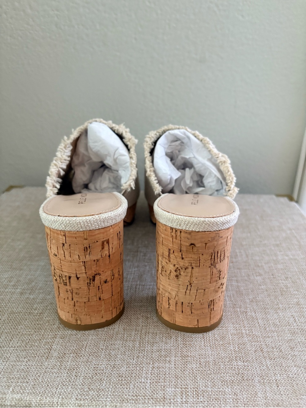 Pelle Moda Natural Linen Cork Platform Mule - Picture 3 of 7